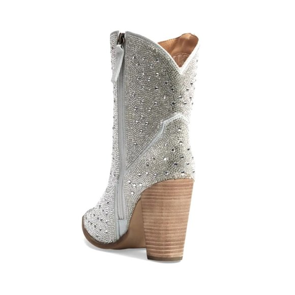 Dingo Neon Moon Leather Booties Silver Rhinestone Western Boots Size 9 NIB - Picture 6 of 12